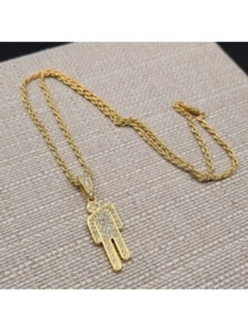 24 Inch Gold Plated Iced Out Gold Blohsh Pendant Necklace A8286